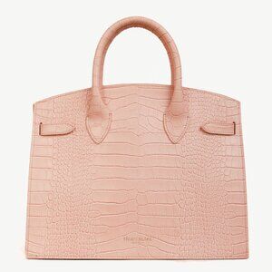 Teddy Blake Kate Croco 12" Nude Pink Leather Tote